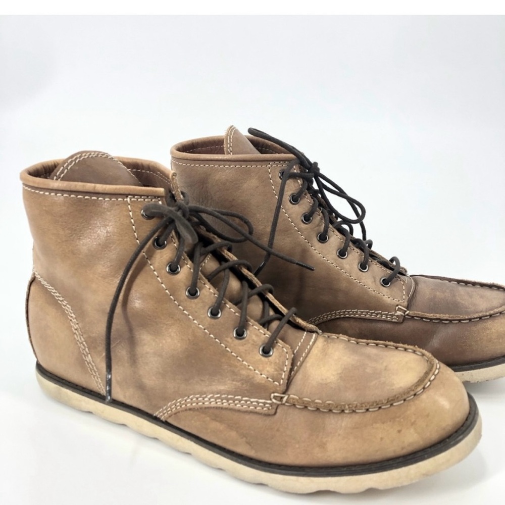Men's Bed l-Stu Tan Leather Apron Toe Boots- Men’s Size 9